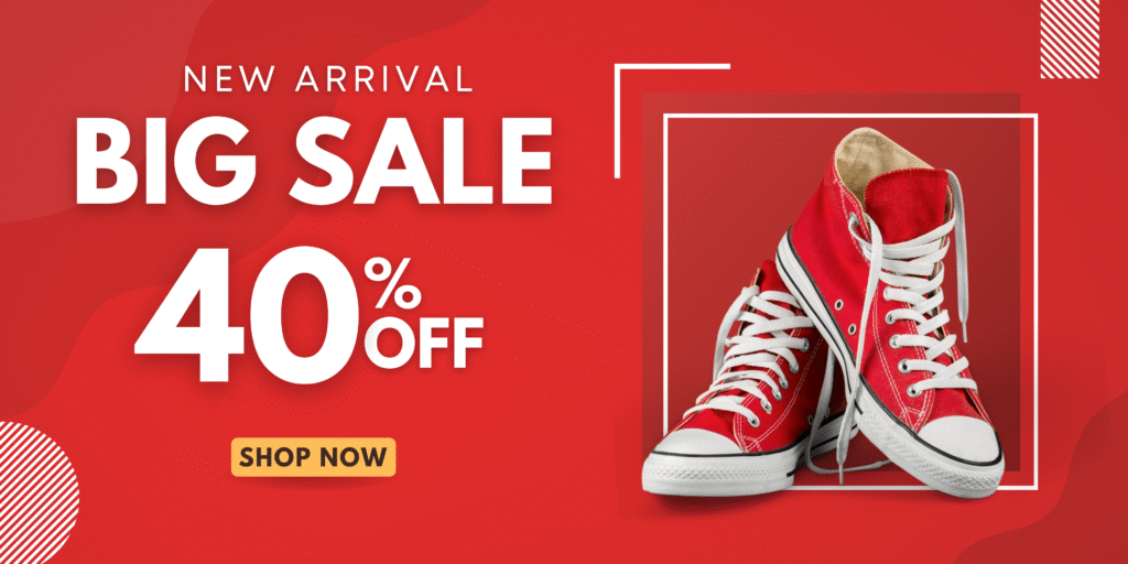 Red Sneakers Realistic Product Promotion Banner