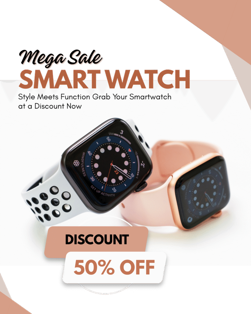 webaite watch Brown & White Simple Smarth Watch Sale Instagram Post